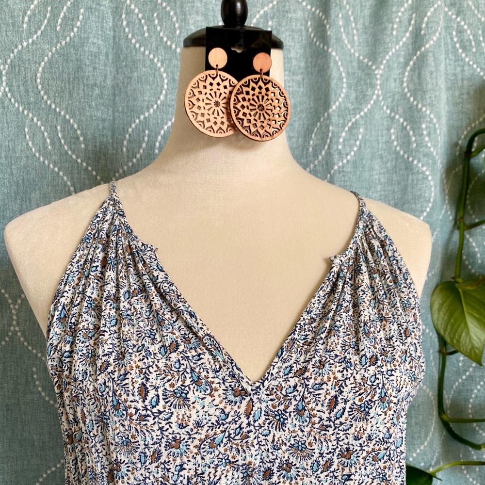 GAP Paisley Maxi Dress Tie Waist V-Neck